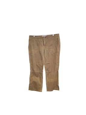 Vintage Y2K Old Navy Dk Forest Green Cotton Ultra Low Rise Crop Pant sz 10 Women